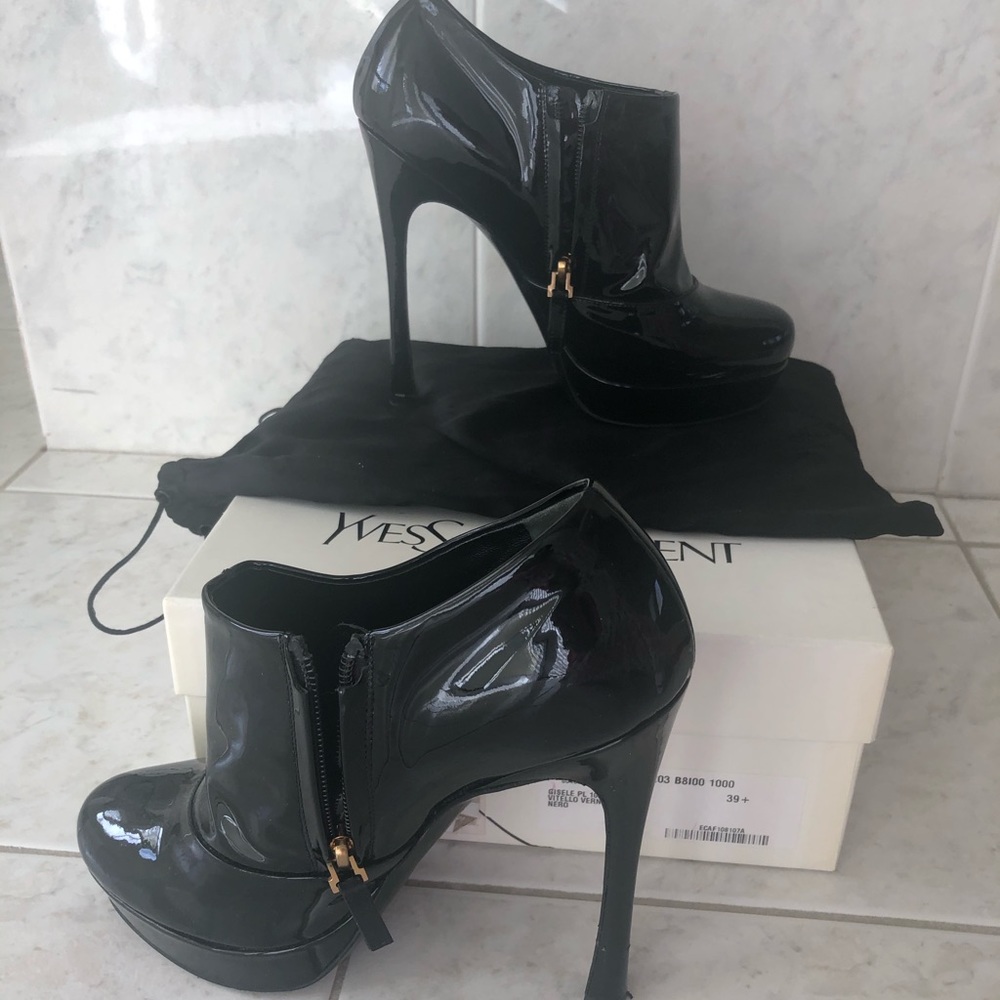 YSL tribtoo booties black patent
